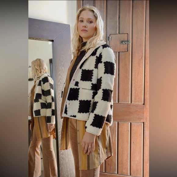 NWT Mystree Checker Fleece Jacket Black/White Size MEDIUM - Picture 6 of 8